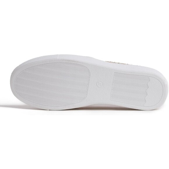 Women's Light Gold Glitter Fashion Slip-on Synthetic Sneaker Casual Flat Loafers - Picture 5 of 5